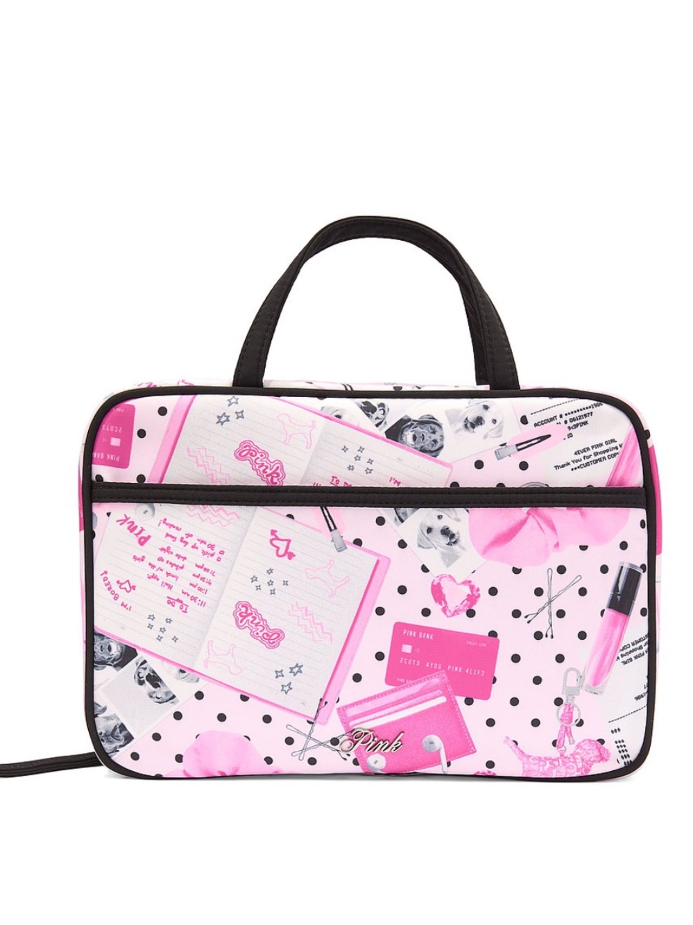 PINK Victoria's Secret Pink & Black Polka Dot Notebook Print Laptop Bag